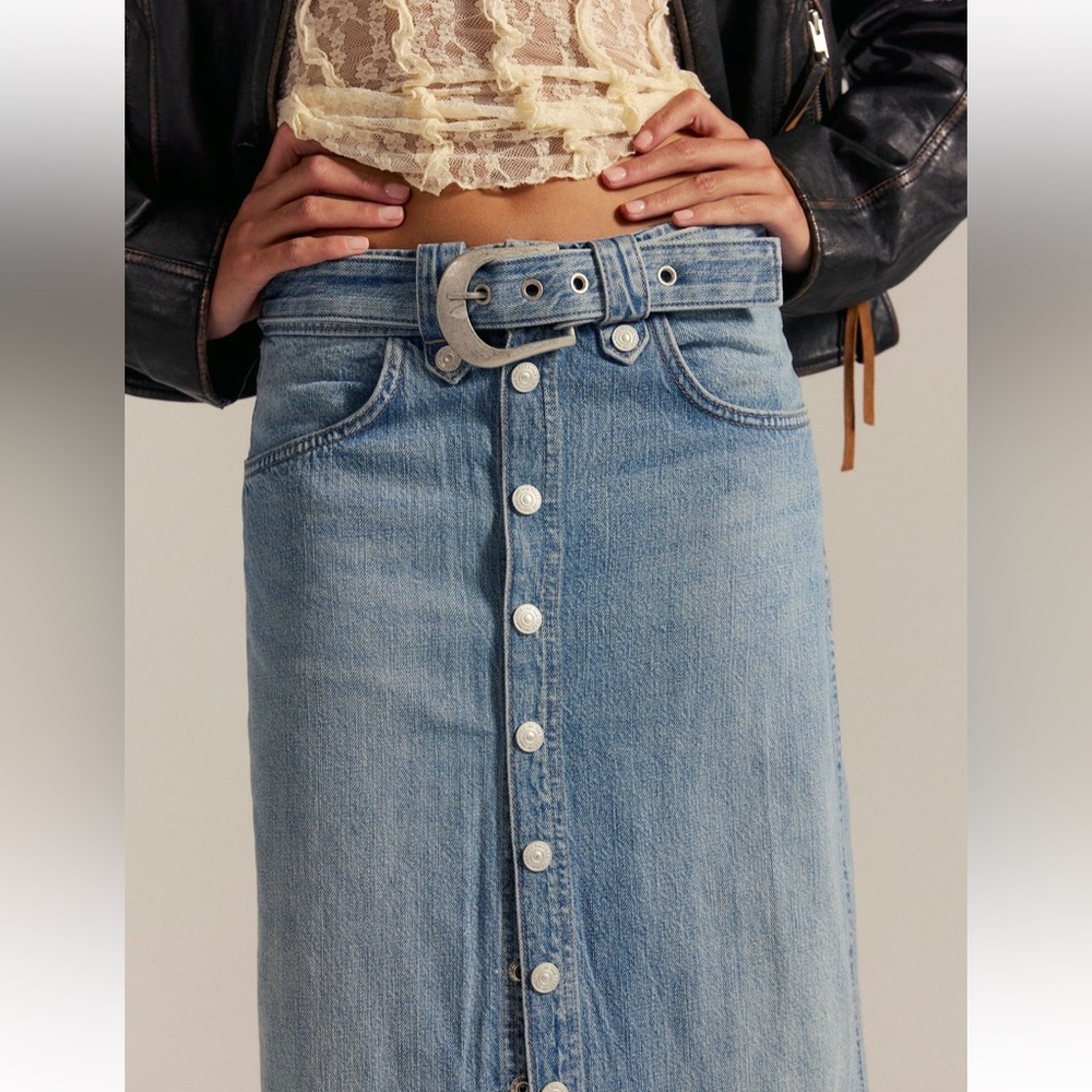 We The Free Astoria Denim Maxi Skirt Sz- 26